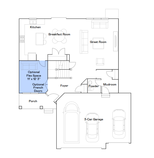 Springfield main level floorplan.