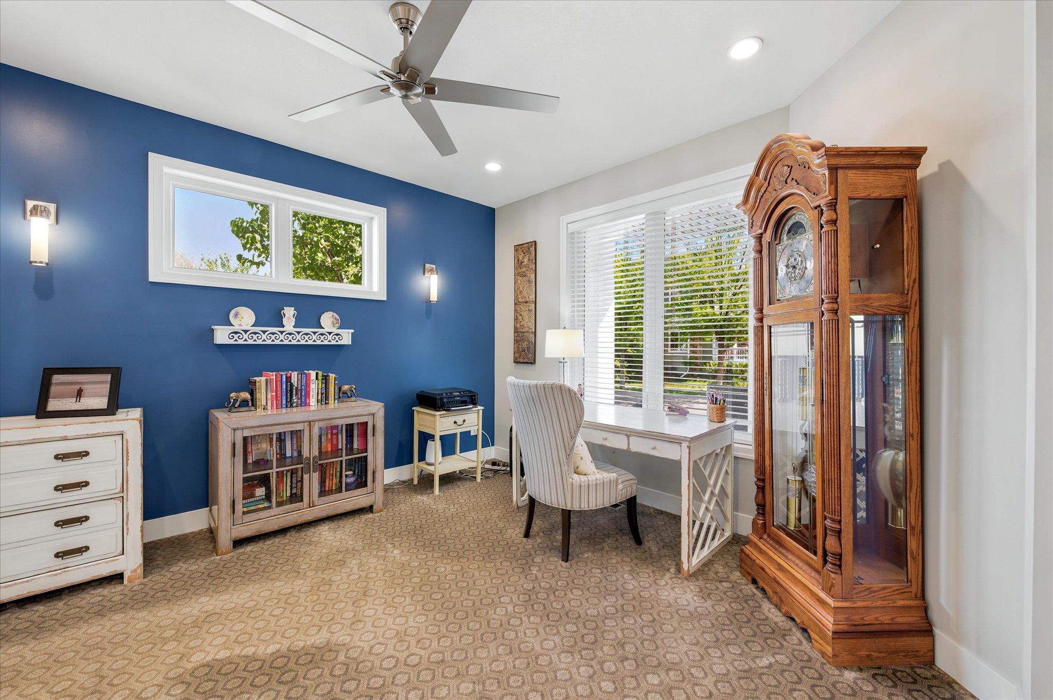 Main floor office with pass-thru door to the kitchen