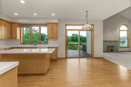 Eat-in Kitchen with Sliding Glass Doors to Large Deck