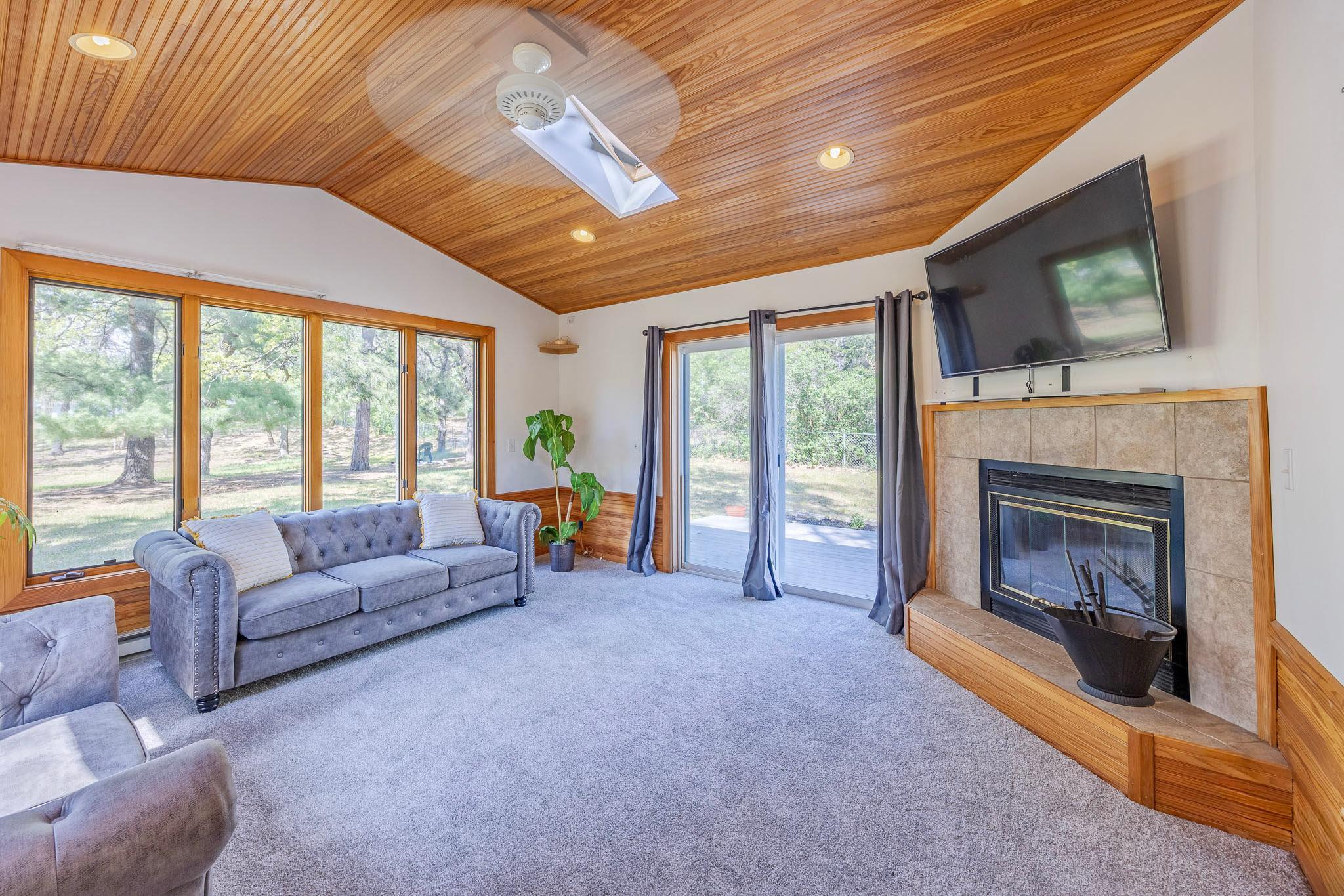 Wood burning fireplace
