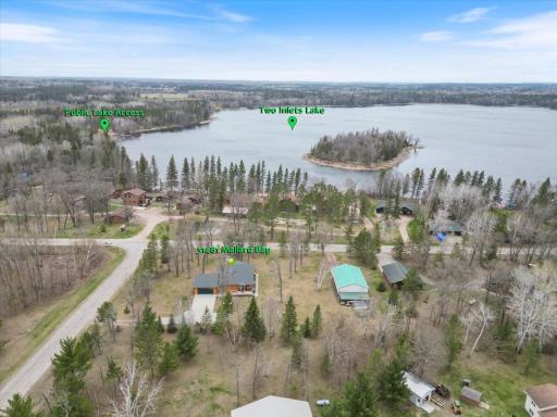 Aerial view of Two Inlets Lake, Public Access, and property