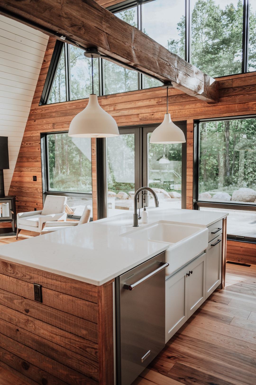 A-frame kitchen-living room