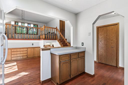 Warm kitchen setting with a natural gathering point for morning coffee, casual meals, and conversation.