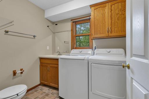 Main floor laundry and convenient half bath