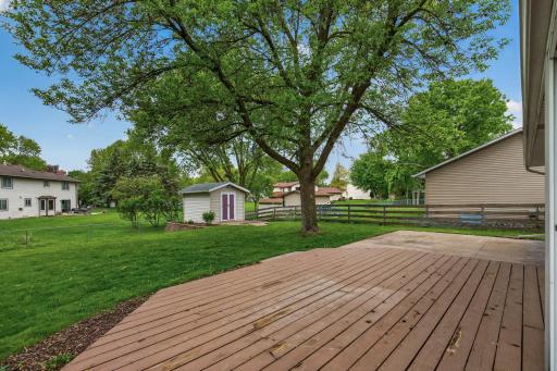 Beautiful backyard setting enjoyed from the deck area