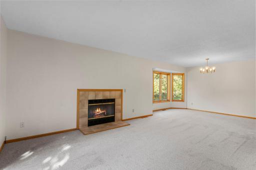 There is a wood burning fireplace in the living room.