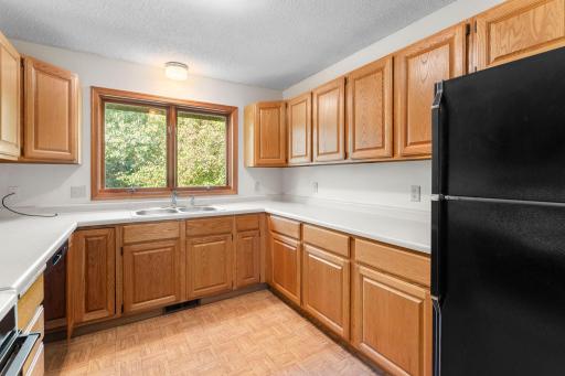 The kitchen offers private views and plenty of workspace.