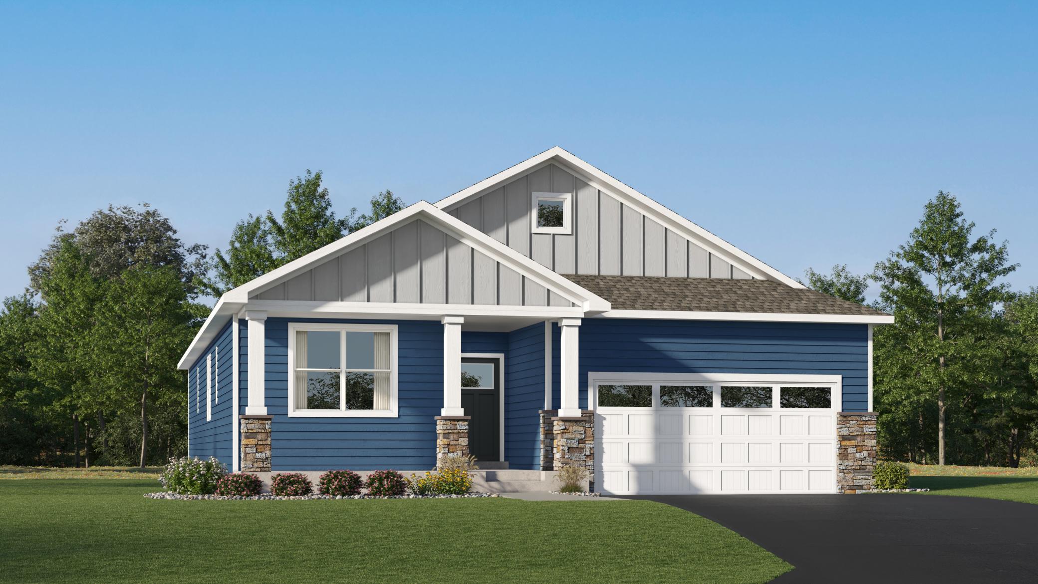 (Exterior rendering, actual home's finishes will vary slightly) The Birmingham has a stunning exterior.