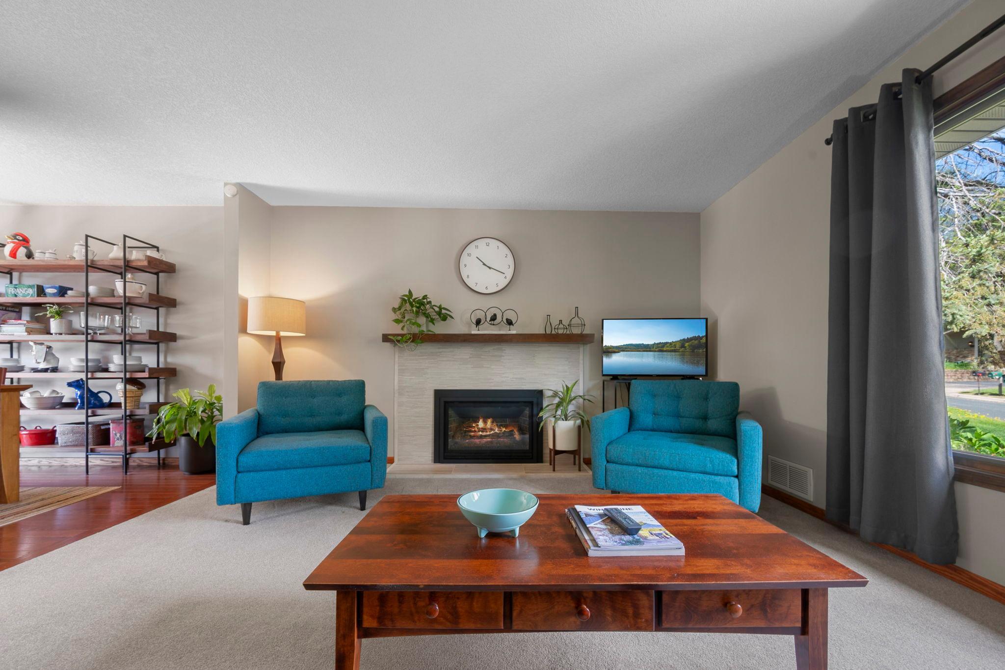 Lovely Stone Fireplace with Gas Insert