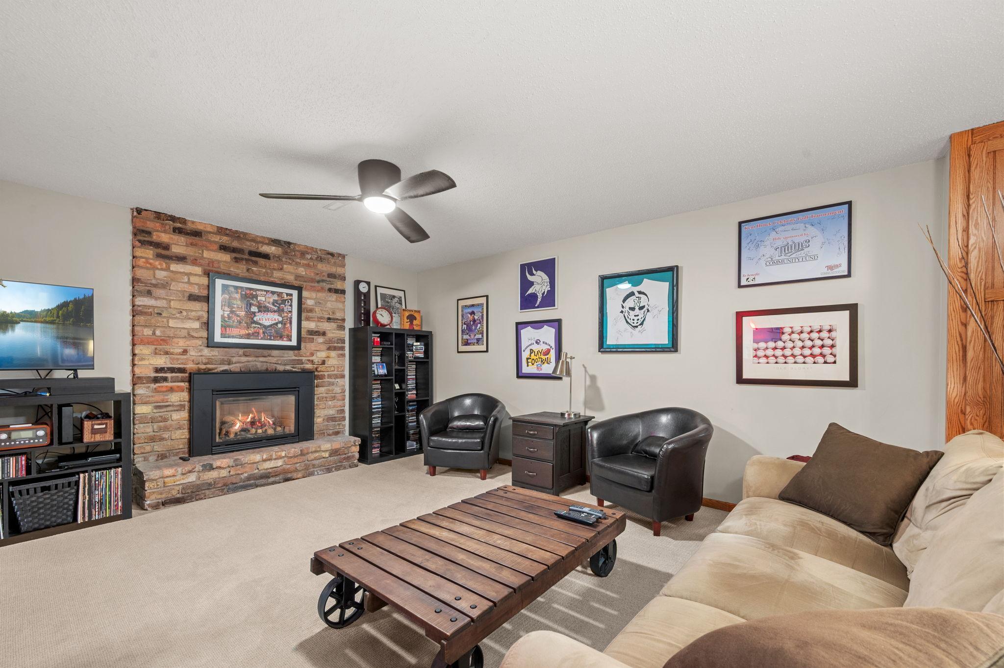 Full Brick Fireplace with Gas Insert