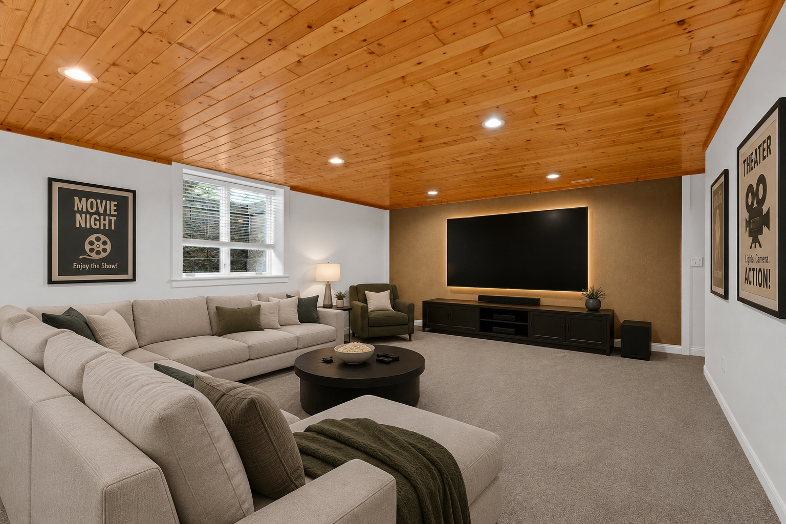 Virtually Staged Lower Level Family Room