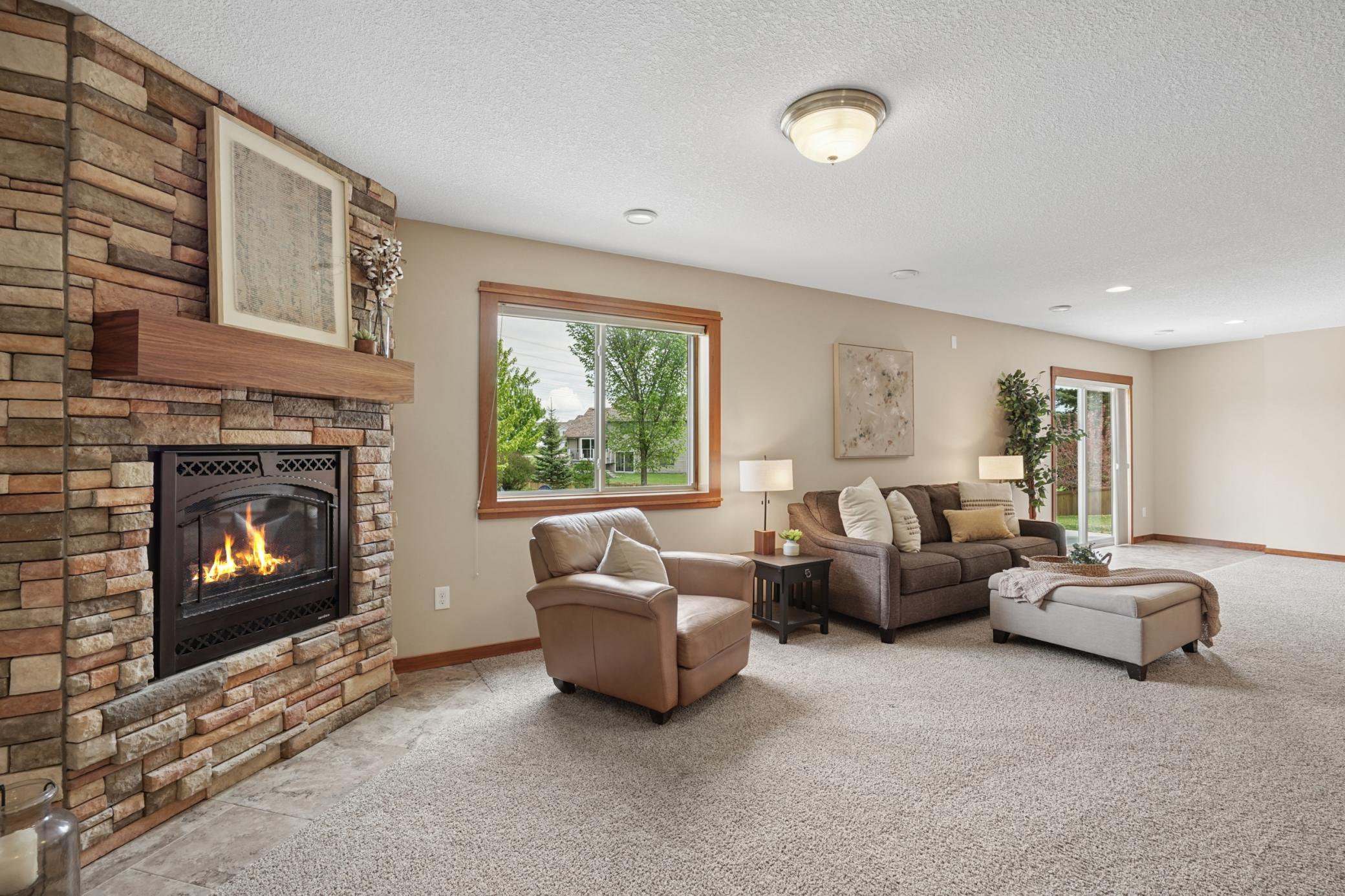 Custom stone fireplace