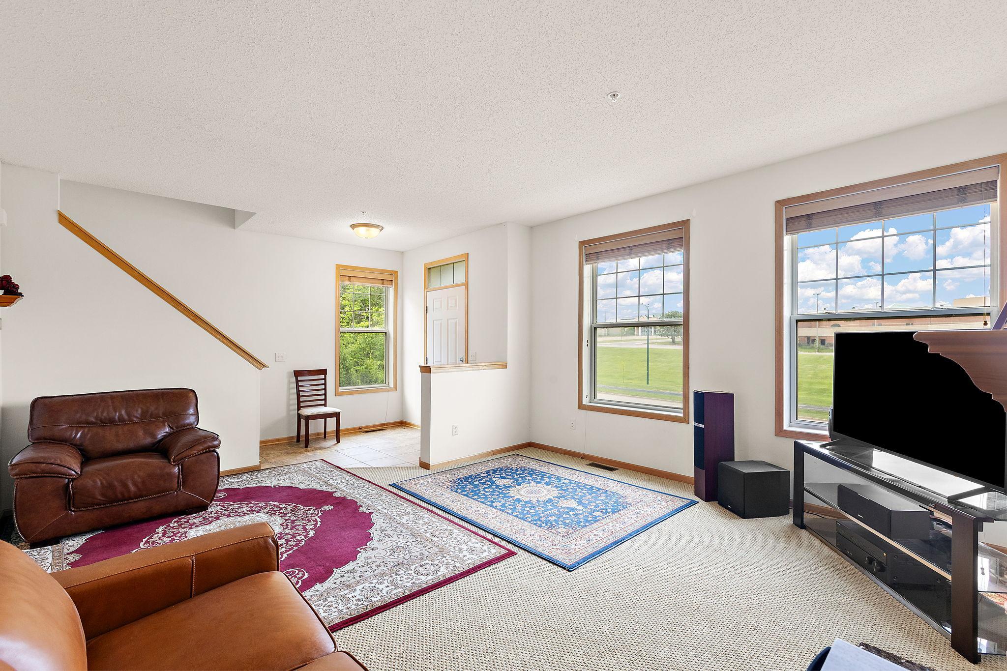 Main floor living room with gas fireplace