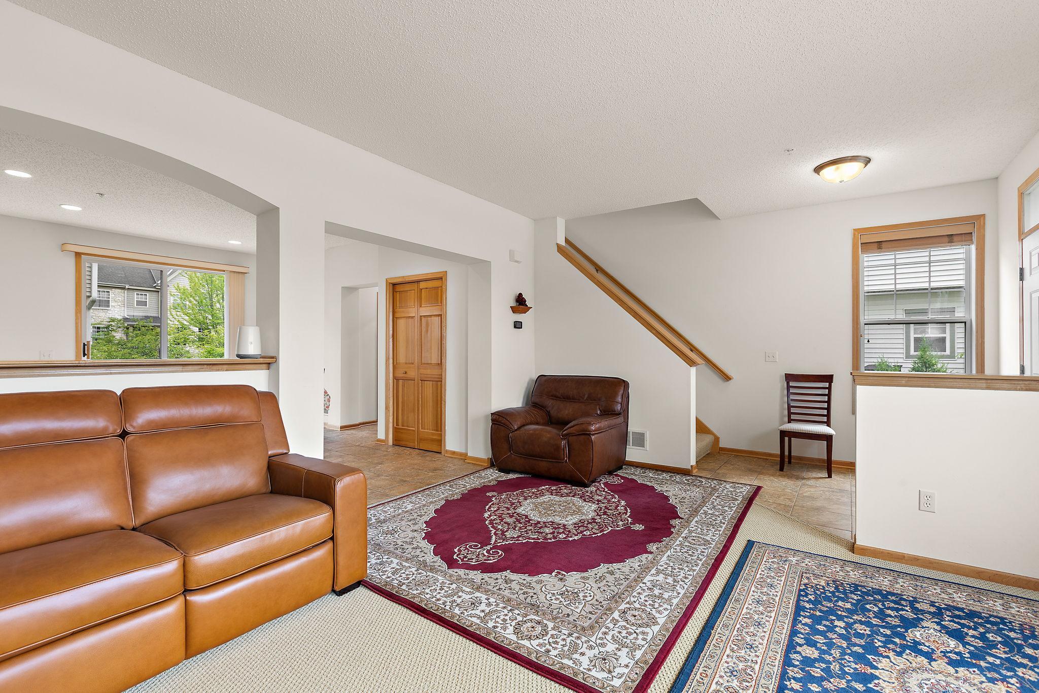 Main floor living room with gas fireplace