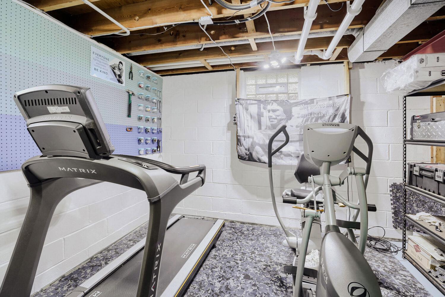 Mechanical room doubling as a work out space