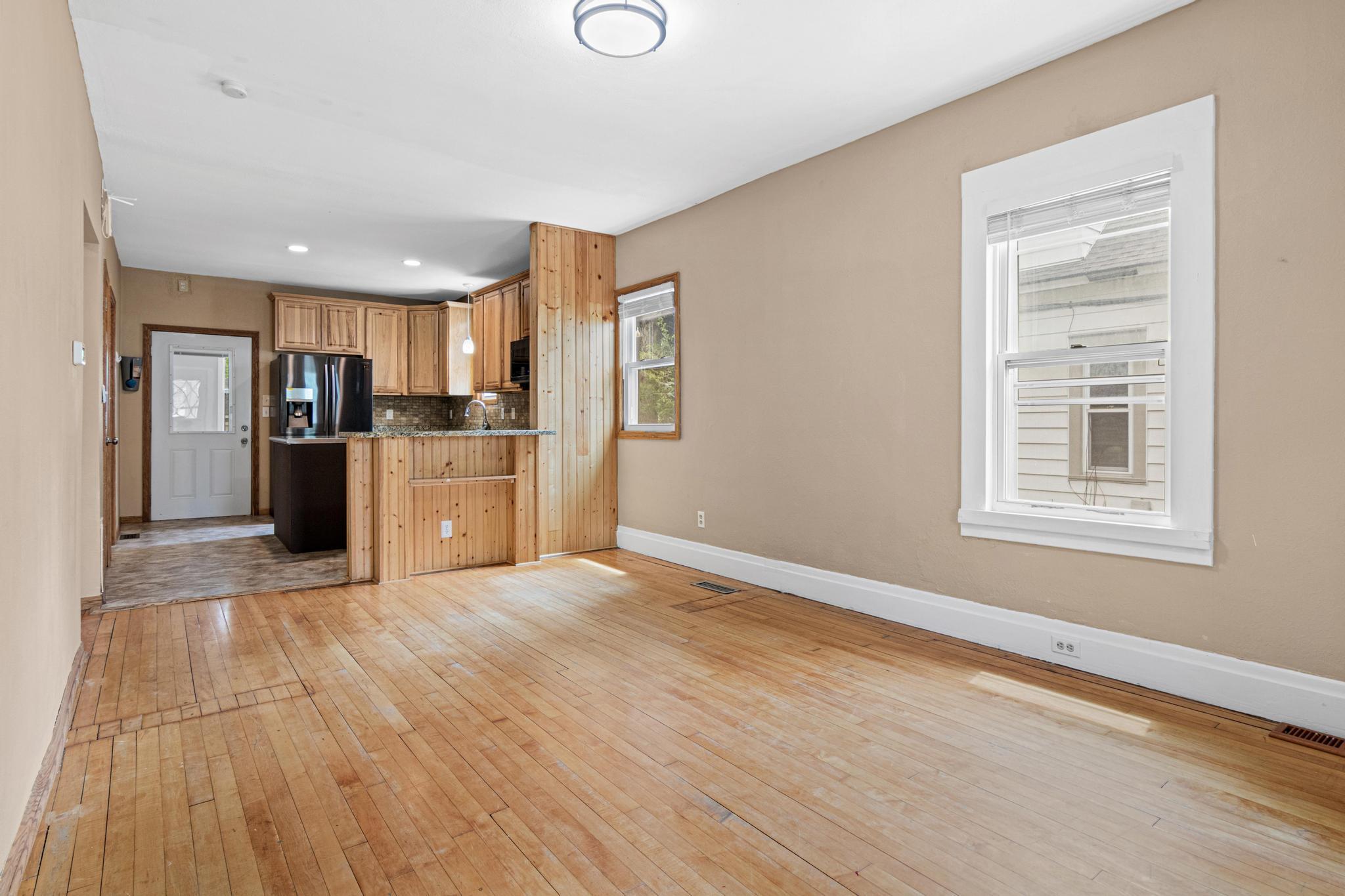 View of kitchen and living/dining space