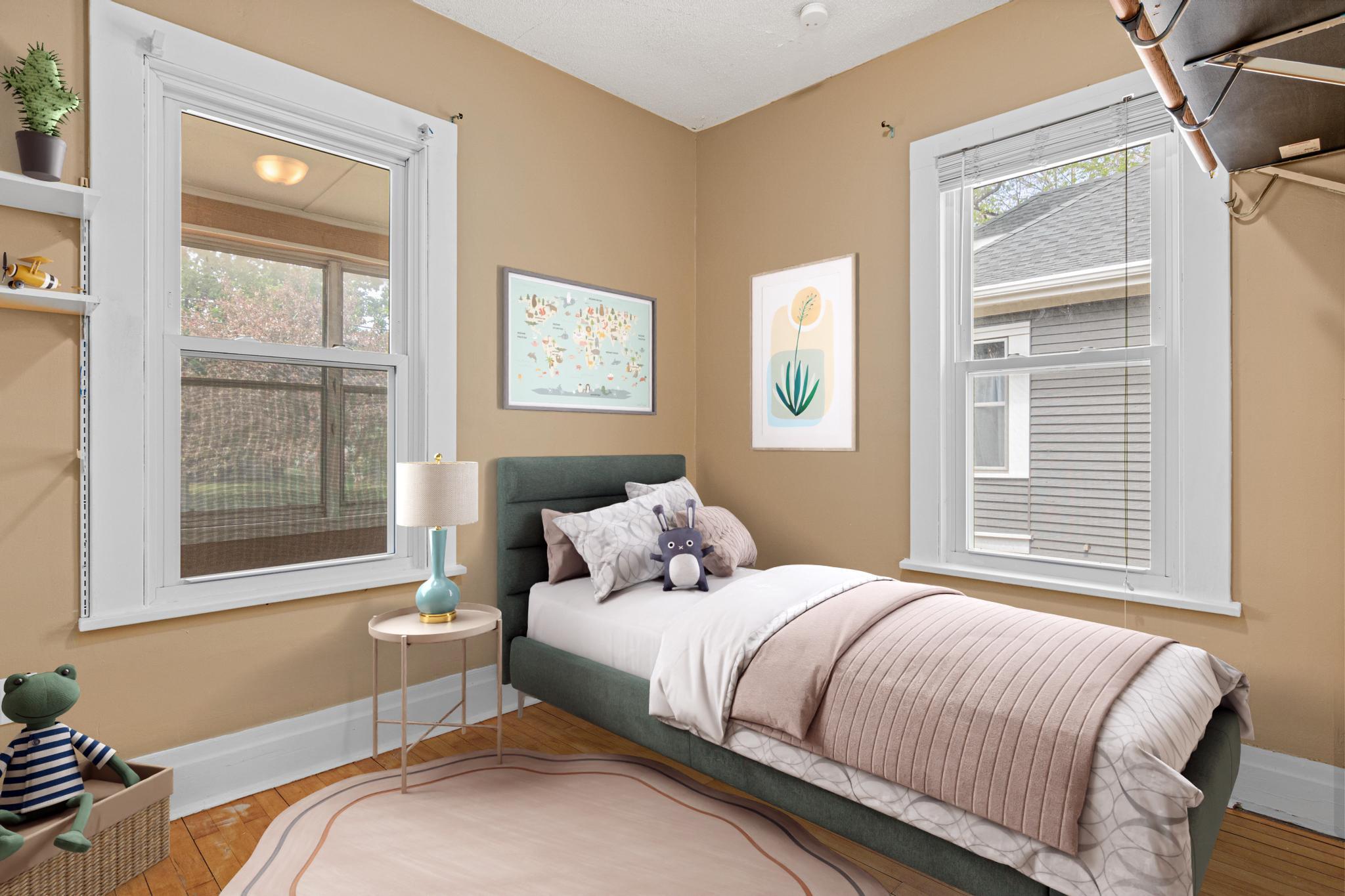 Main level bedroom #2 is cozy and could be a perfect home office! (Virtually Staged)