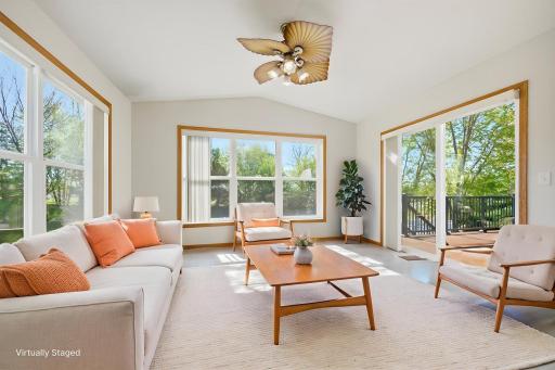 This rendering provides an example of how the four-season porch could look with different furniture and dÃ©cor.