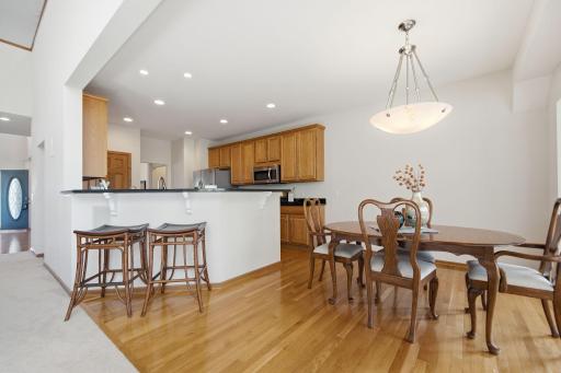 A wonderful dining room space, perfect for everyday meals or entertaining guests.