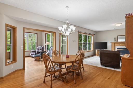 Dining room opens to French door 4 season porch