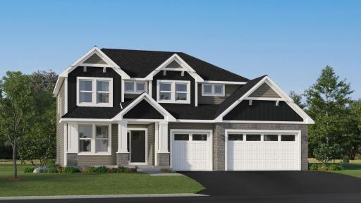 (Exterior rendering, actual home's finishes will vary.)