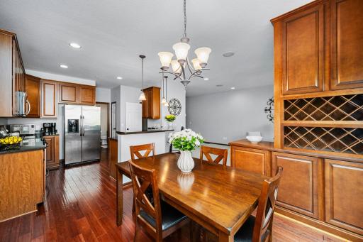 Enjoy meals with family and friends in this bright dining area.