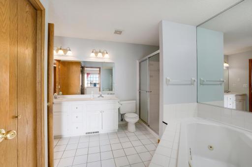 Double sinks and separate shower