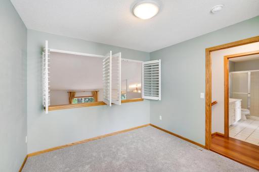 Shuttered windows overlook main floor