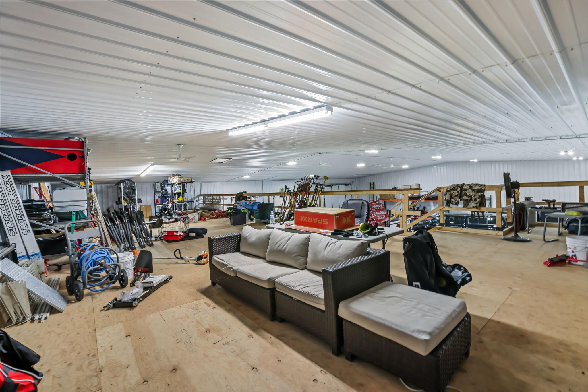 60x80 Detached Garage Upper Level Generous Storage Area