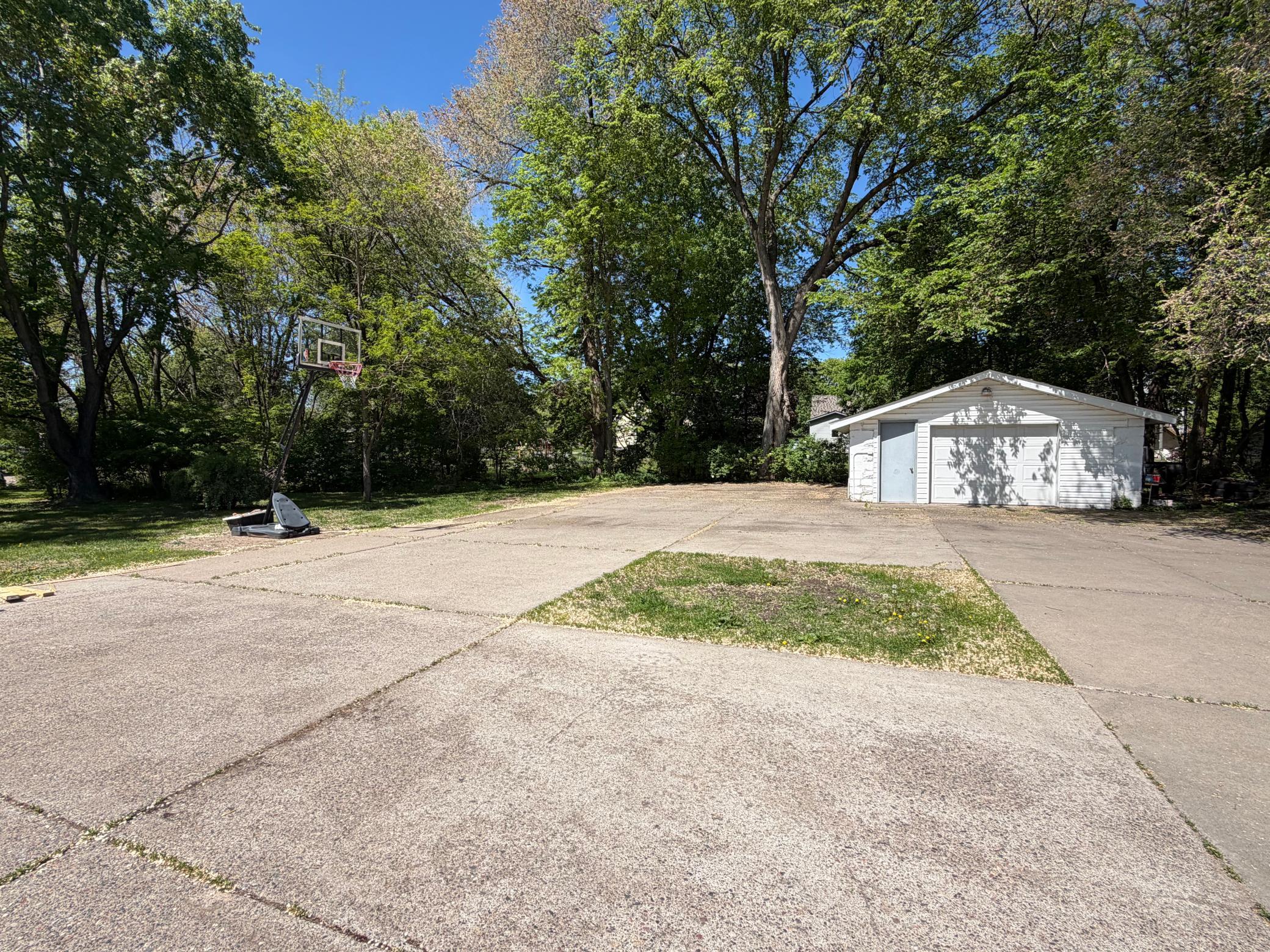Large parking area and garage
