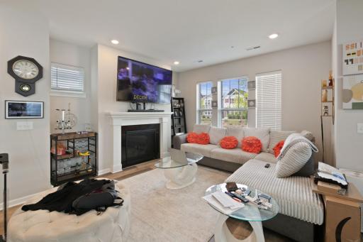 Open airy and full of sunlight with big windows in living room.