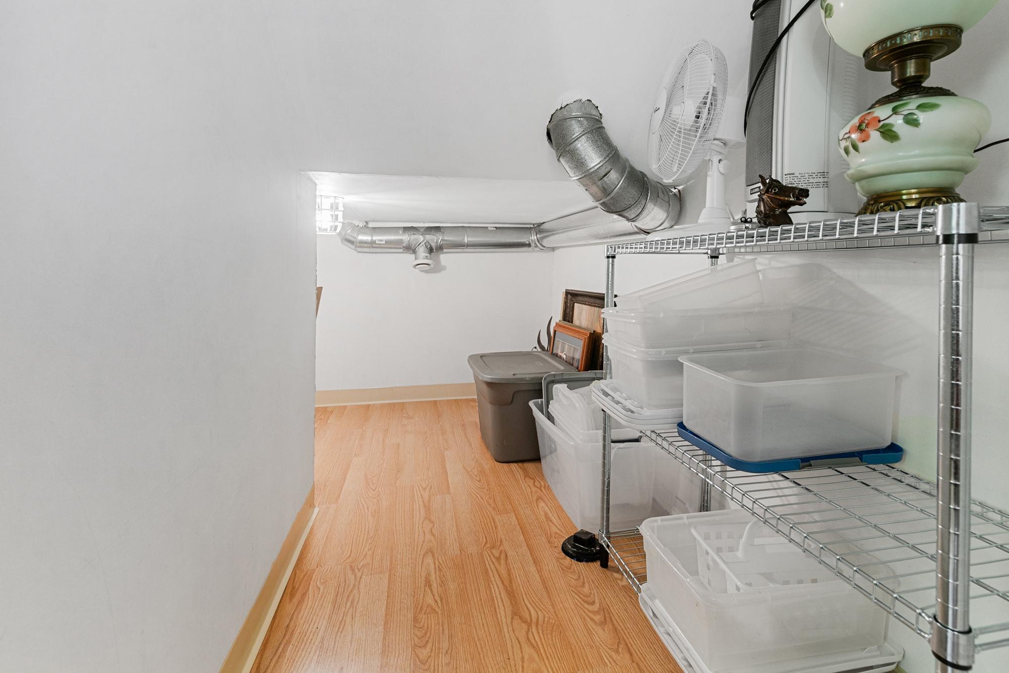 Under staircase and landing storage.