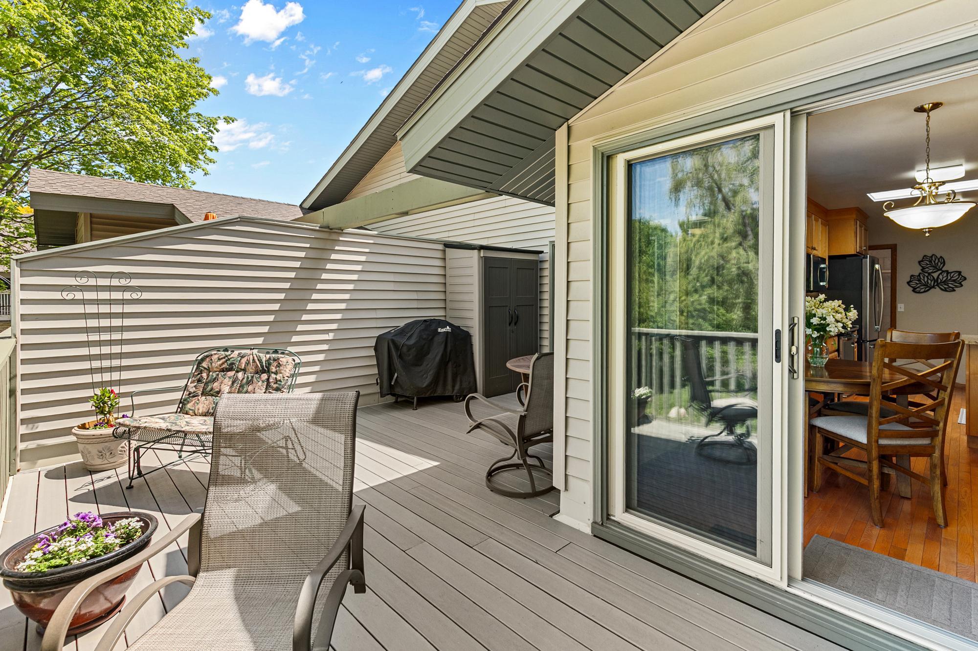 Deck access from both the main level dining room and from primary bedroom.