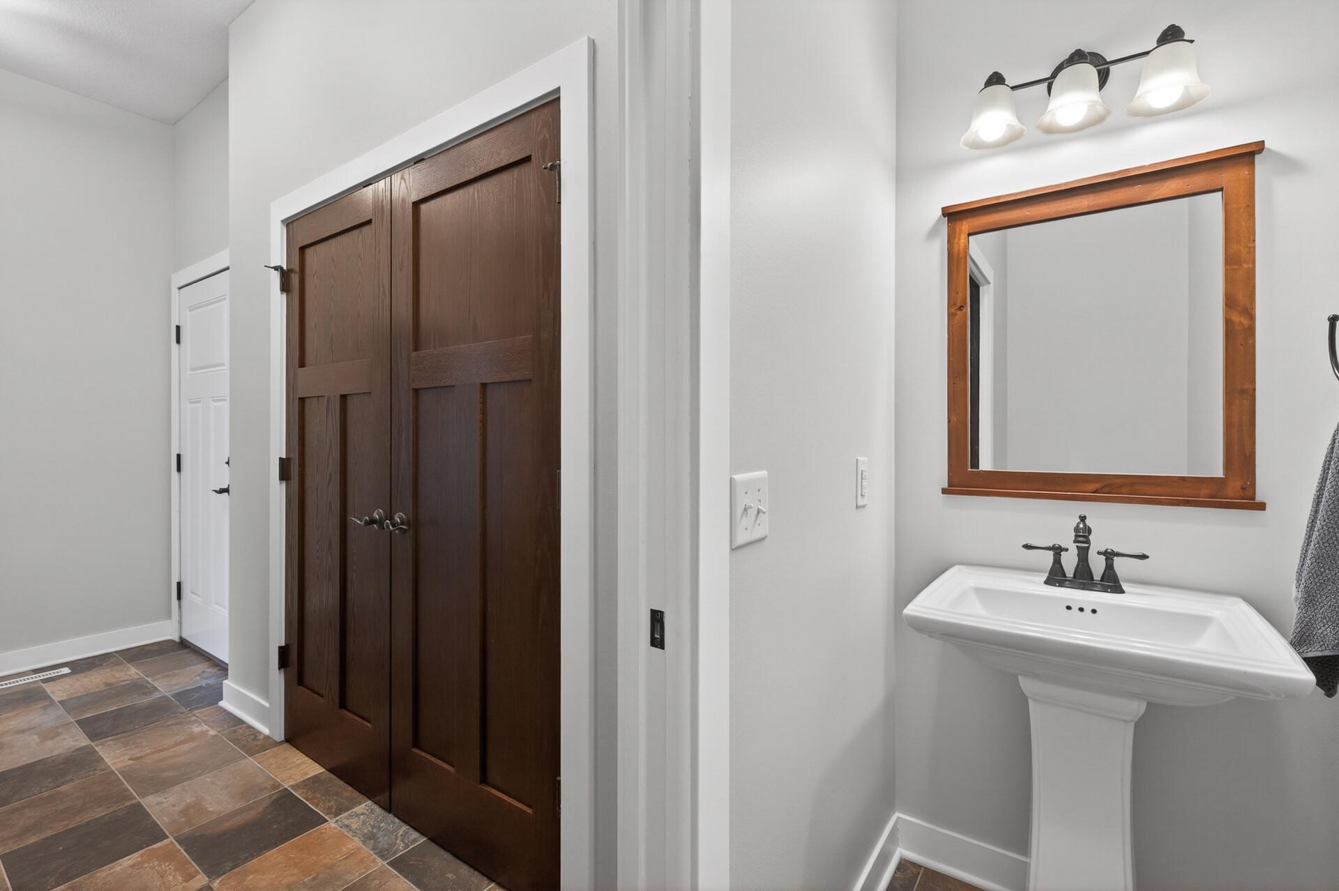 Solid mahogany doors throughout.