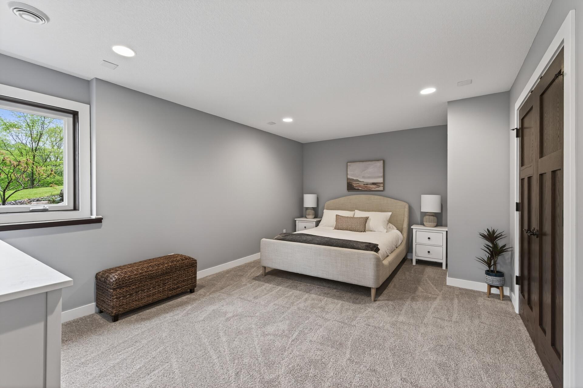 This lower level bedroom is huge!