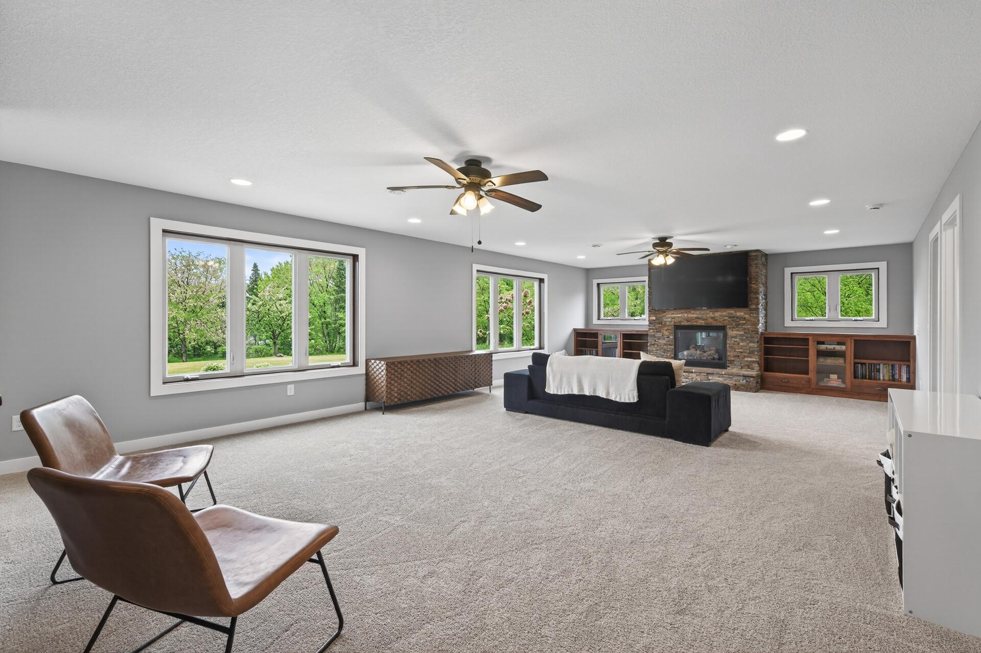 Room for a huge sectional, pool table, game table, etc.