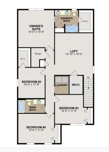 The Trenton 2nd level layout features 4 more bedrooms - an owner's suite with en-suite bathroom, large loft, 3 additional bedrooms, and extra bath. Laundry room on the bedroom level makes putting laundry away a breeze!