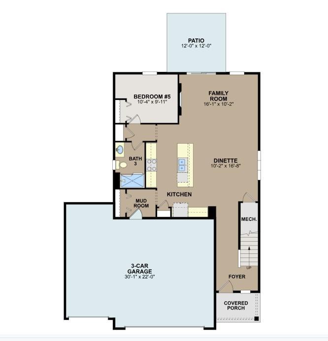 The Trenton main level has an amazing open concept living space with a main level bedroom and 3/4 bath! The perfect generational home!