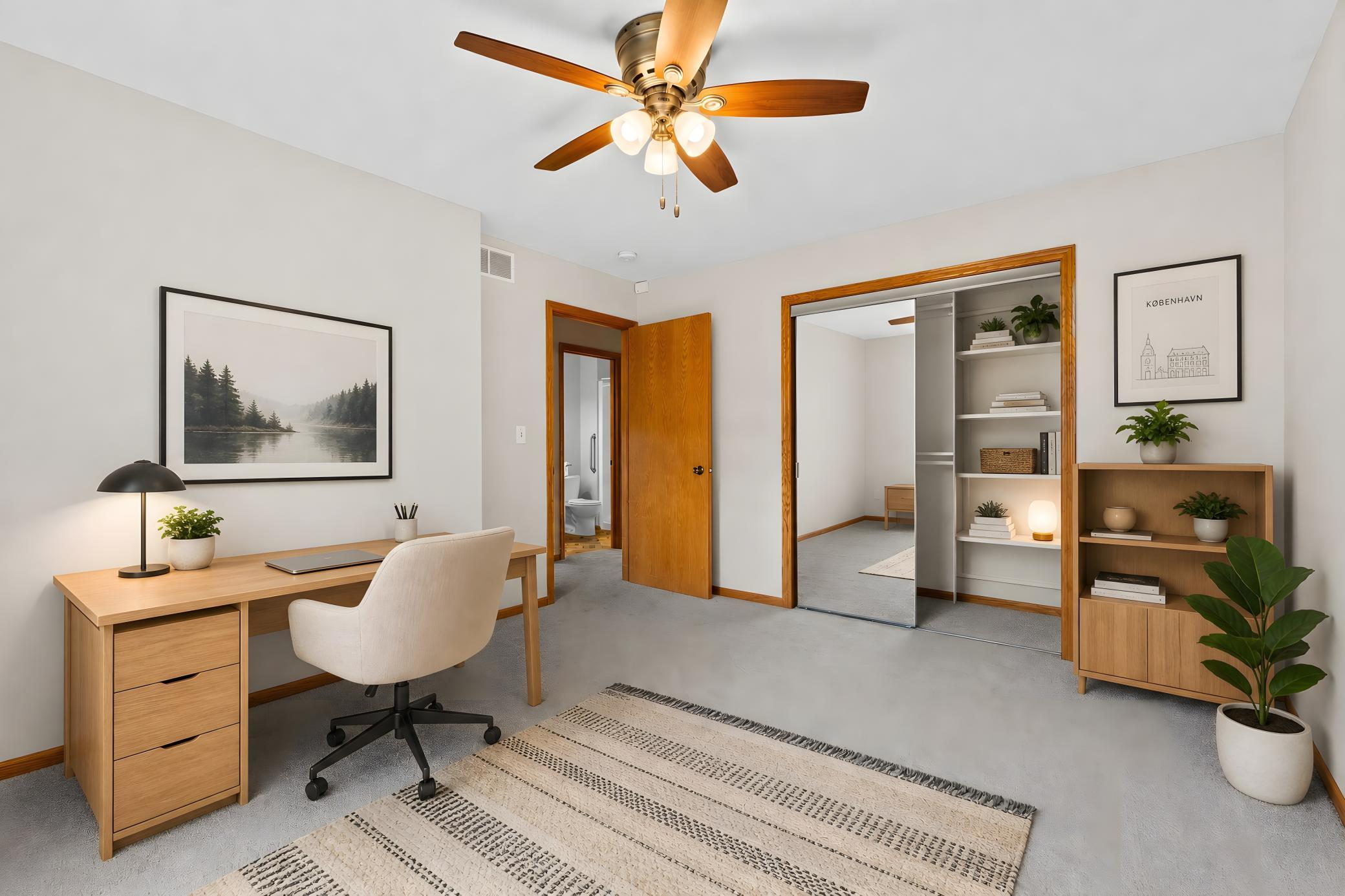 Bedroom #2 - virtually staged as an office