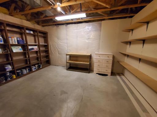 Another view of Shelfing & unfinished space for storing the goods.