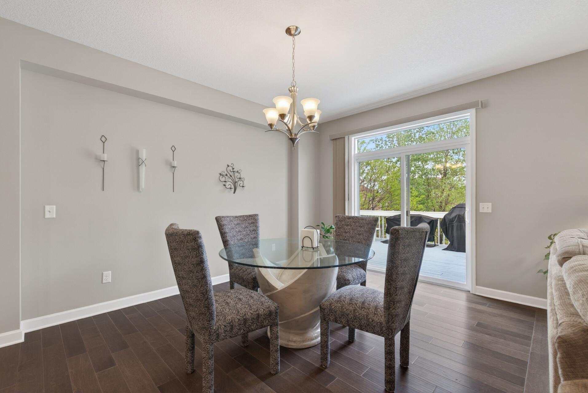 The dining area can easily accommodate larger gatherings.