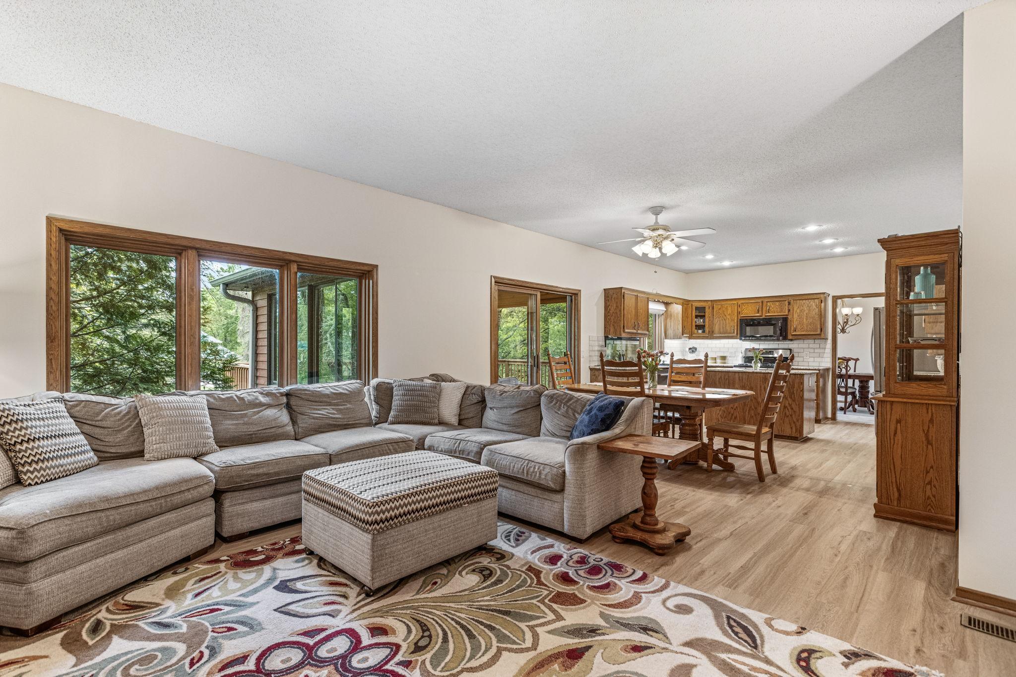 Open floorplan from the kitchen to the family room