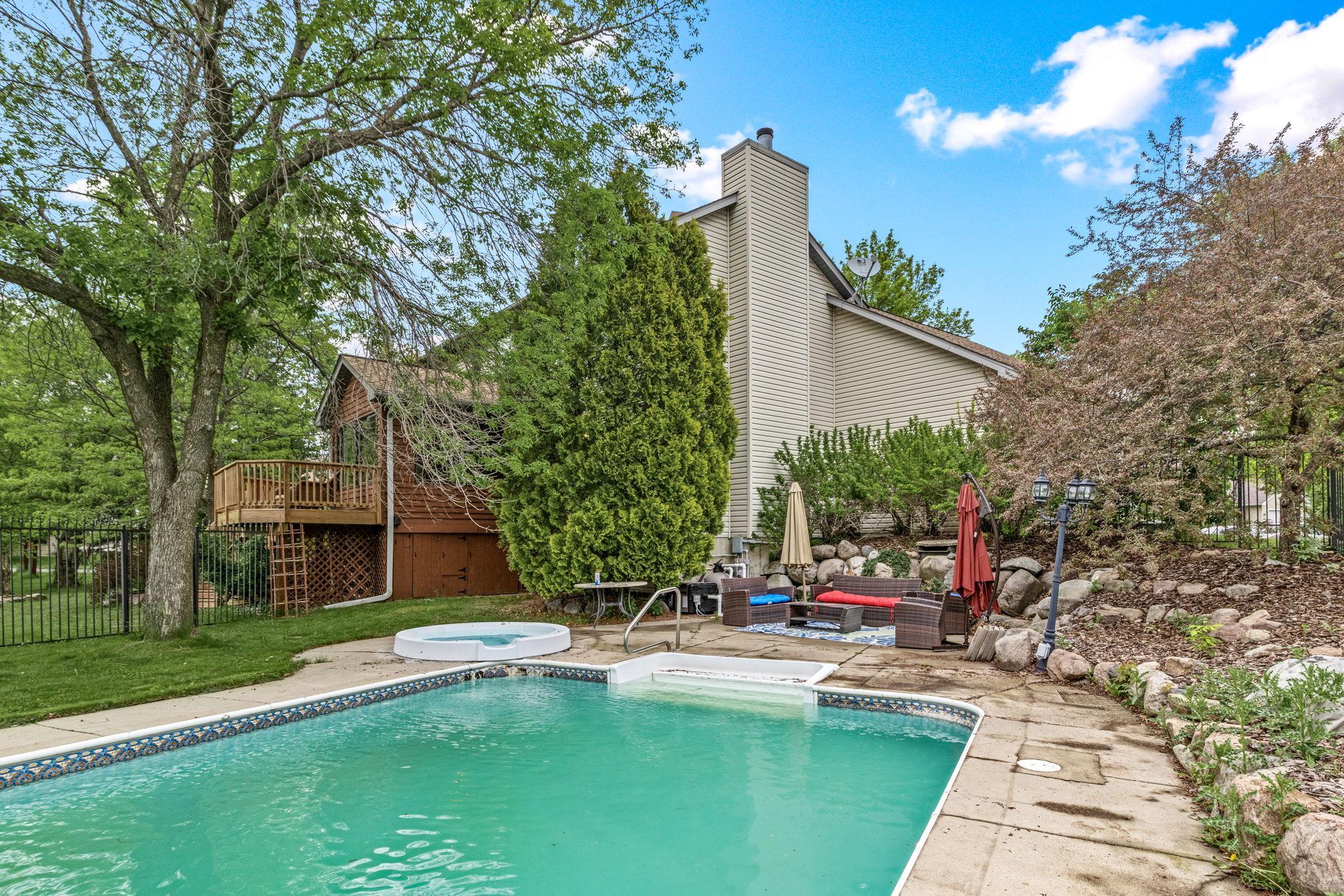 backyard pool and hot tub.