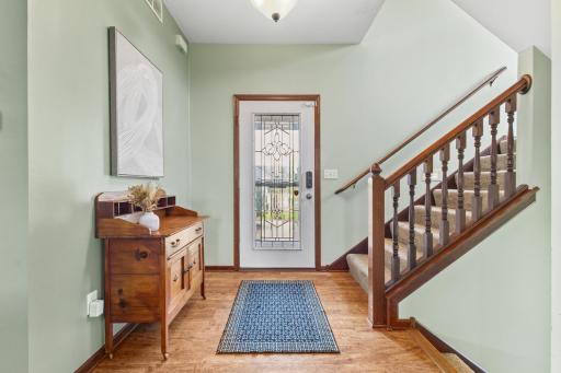 Bright entryway with a large foyer. The front door is west facing.