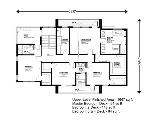 The upper level offers a spa-inspired primary suite with vaulted ceilings, floor to ceiling windows and private balcony, a spacious junior suite, and two additional bedrooms connected by a J&J bath, all featuring walk-in closets and outdoor decks.