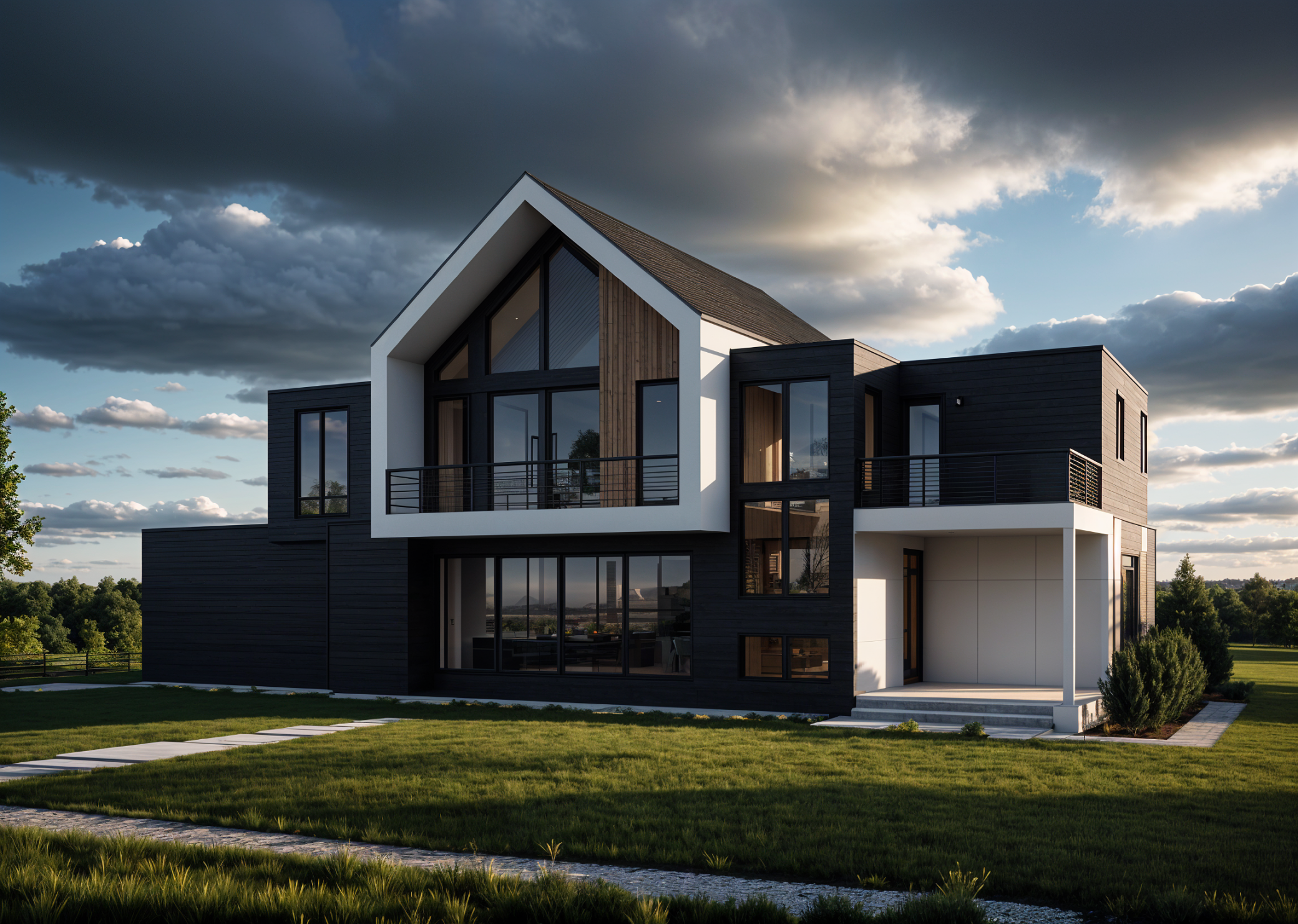 Rear Elevation - Private deck off the junior suite and a covered porch below for outdoor enjoyment.