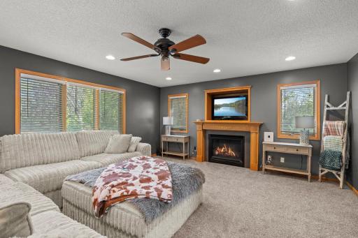 Cozy up next to the fireplace and watch a movie