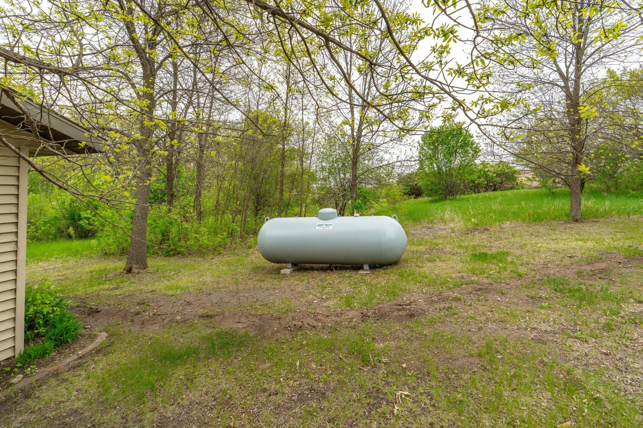 Propane tank by pole shed