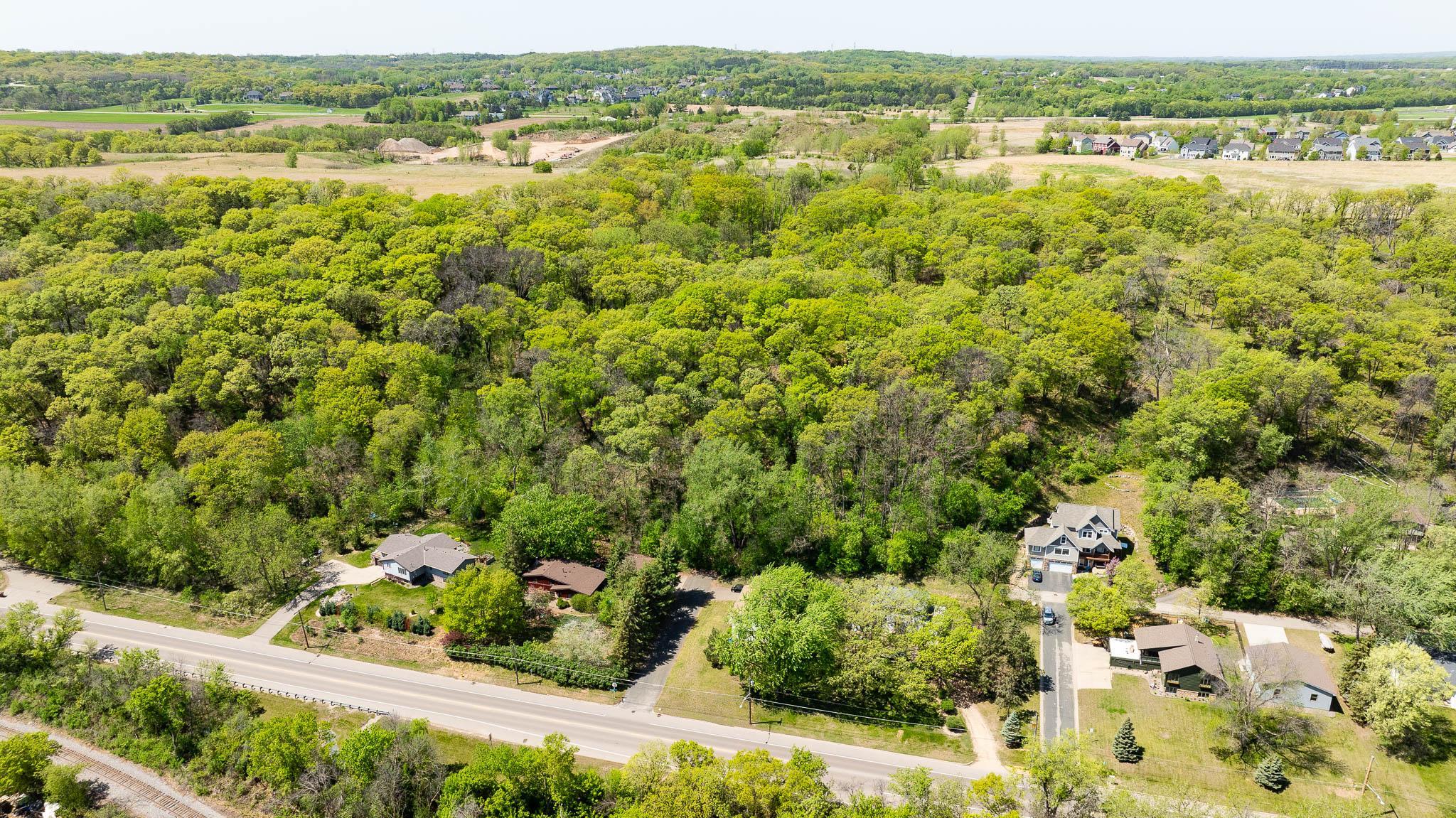 Aerial view of lot from above river