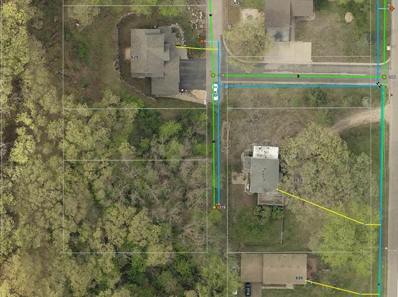 Water Sewer in street map